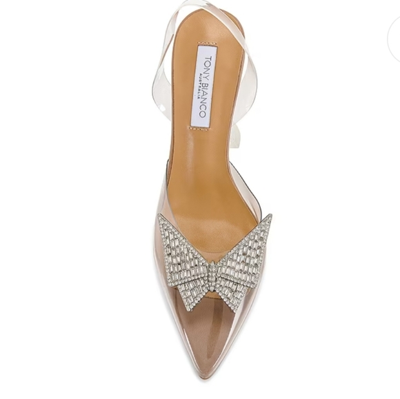 Tony Bianco Laos Clear Vinylite Translucent Jeweled Pointy Toe Heels Size 9 - Picture 3 of 16